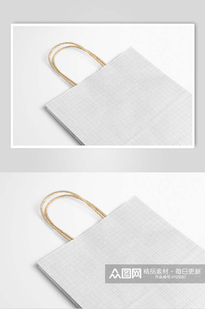 白色简约创意大气牛皮纸包装袋样机素材