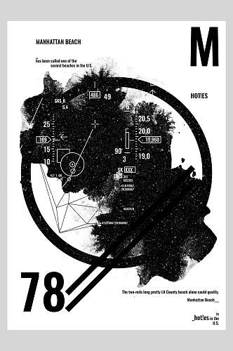 黑白简约优雅数字几何图国外创意派对海报