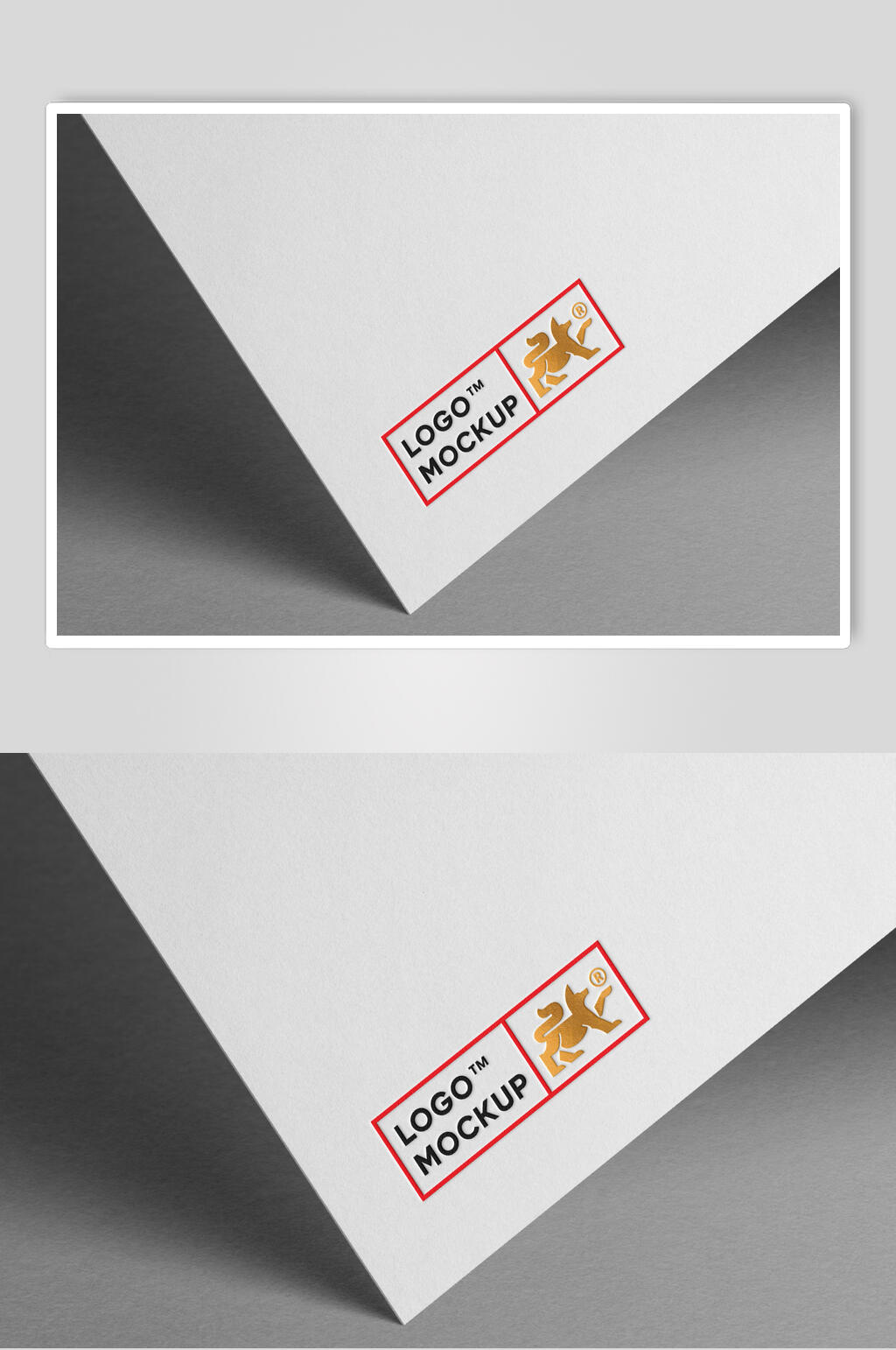 立体留白纸张黑灰色LOGO设计样机素材