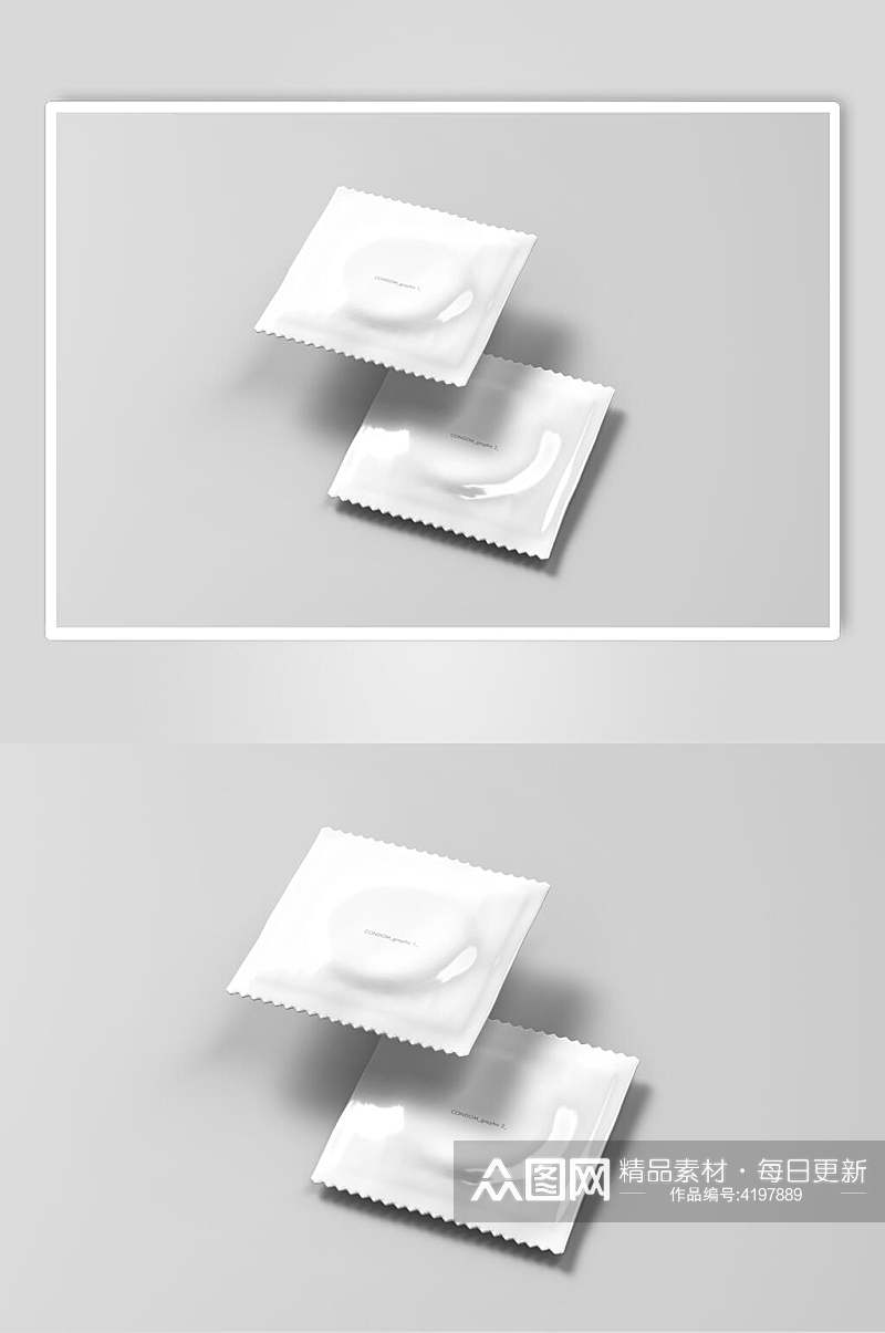 袋子灰白创意大气避孕套包装样机素材