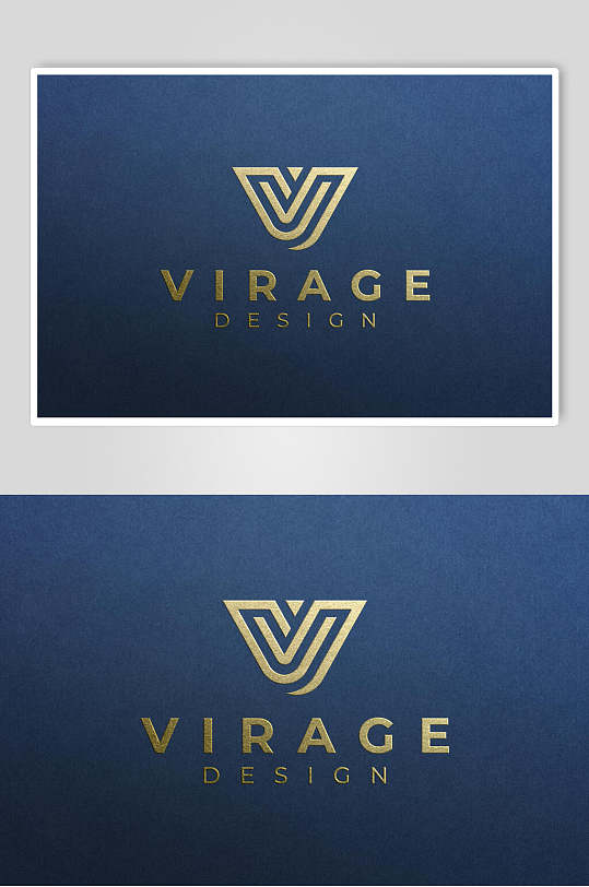 蓝金图标创意大气logo展示样机