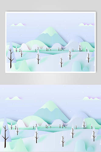 白雪皑皑城市森林插画