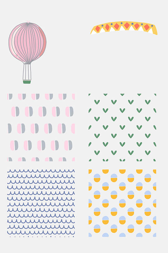 卡通儿童手绘创意花纹免抠元素