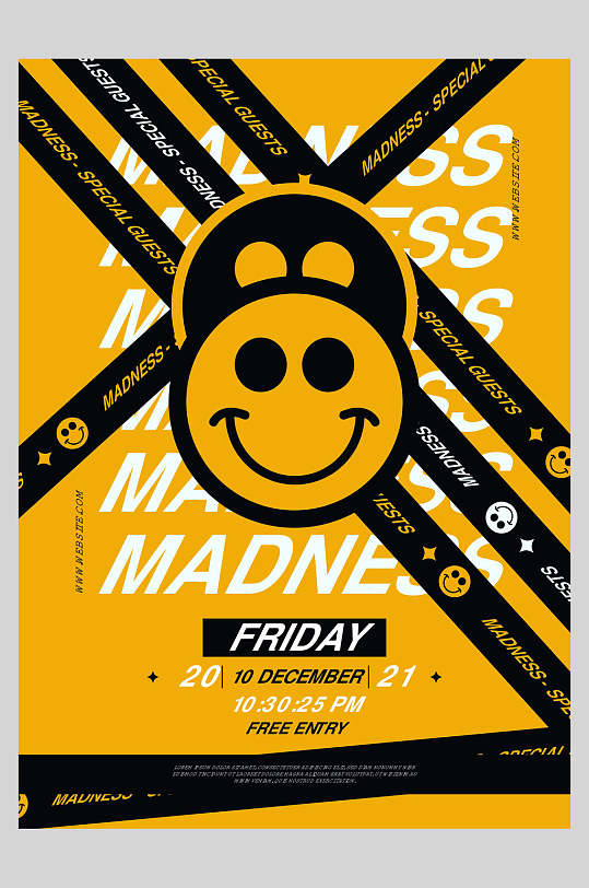 黄色重叠笑脸创意海报