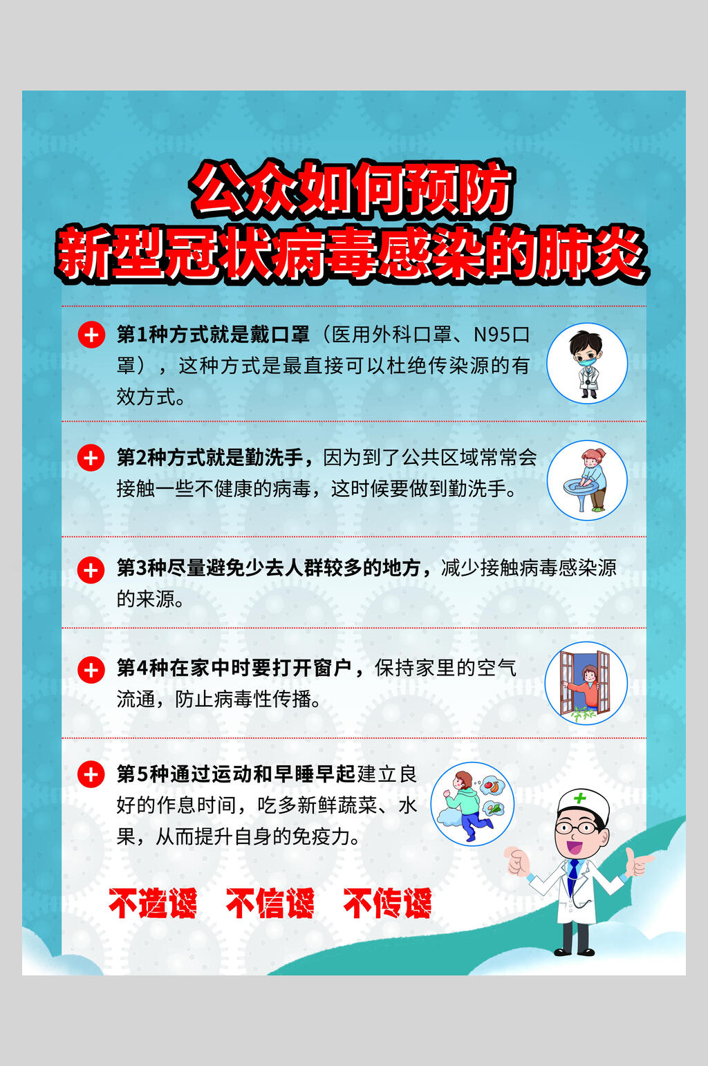 如何预防新冠状病毒防疫宣传海报新型冠状病毒肺炎健康科普小知识宣传