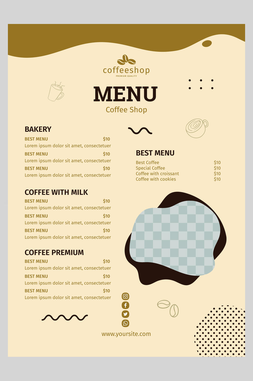 简约英文菜单咖啡饮品菜单矢量海报