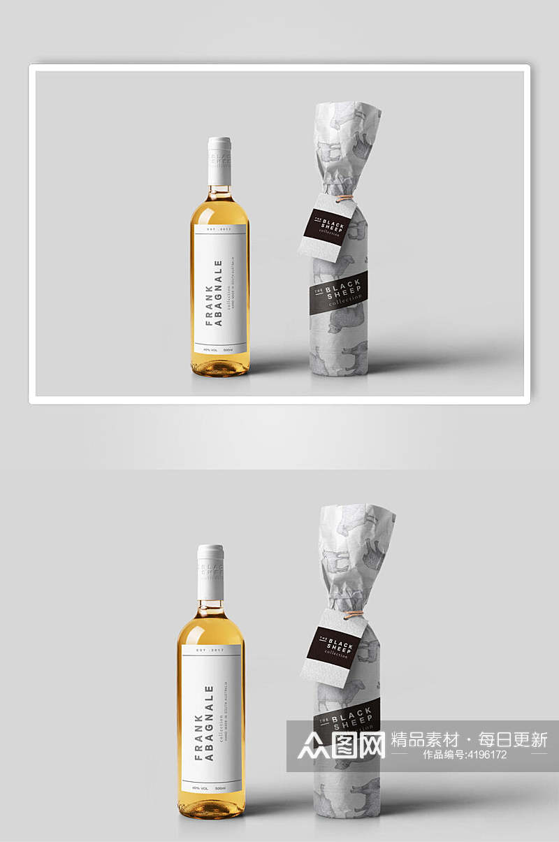 瓶子灰色创意红酒类包装展示样机素材
