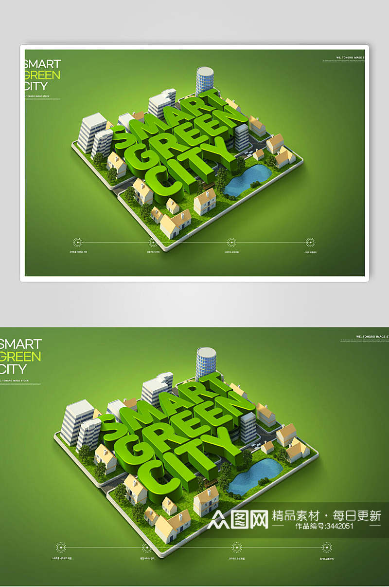 绿色科技智能绿色环保城市海报素材