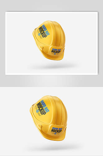 黄色简约英文创意安全帽贴图样机