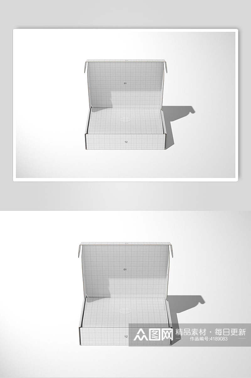 打开灰色创意大气包装盒贴图样机素材