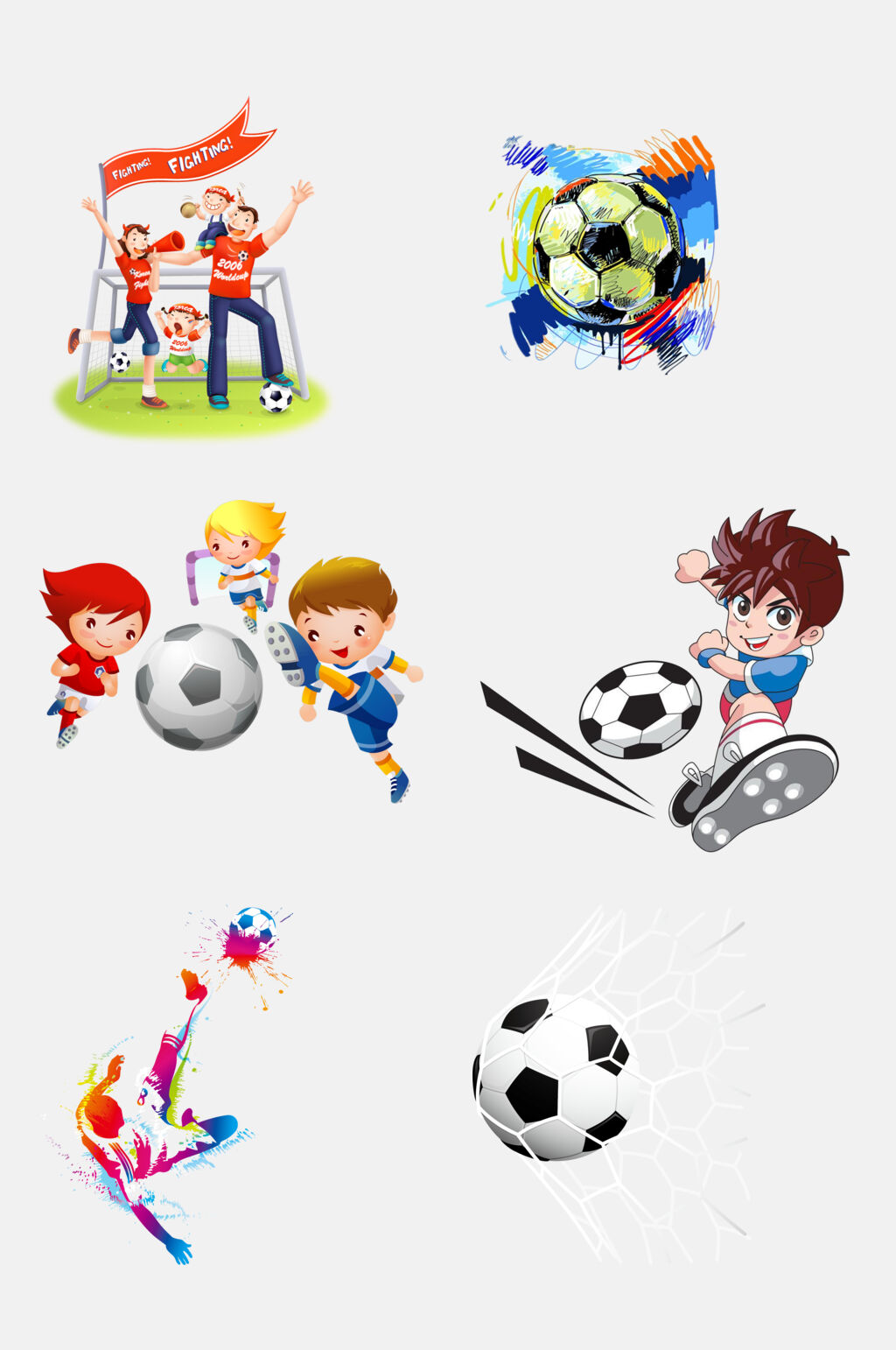卡通儿童踢足球比赛免抠素材