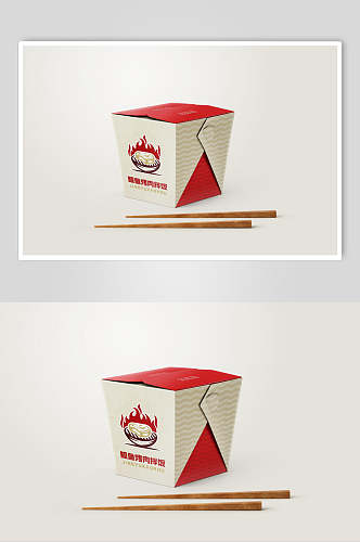 筷子创意大气红黄食品包装设计样机