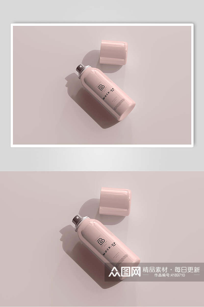 粉色清新创意大气喷雾瓶子展示样机素材