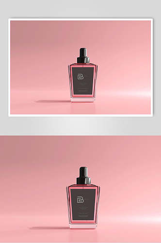 粉色瓶子创意香水瓶包装贴图样机