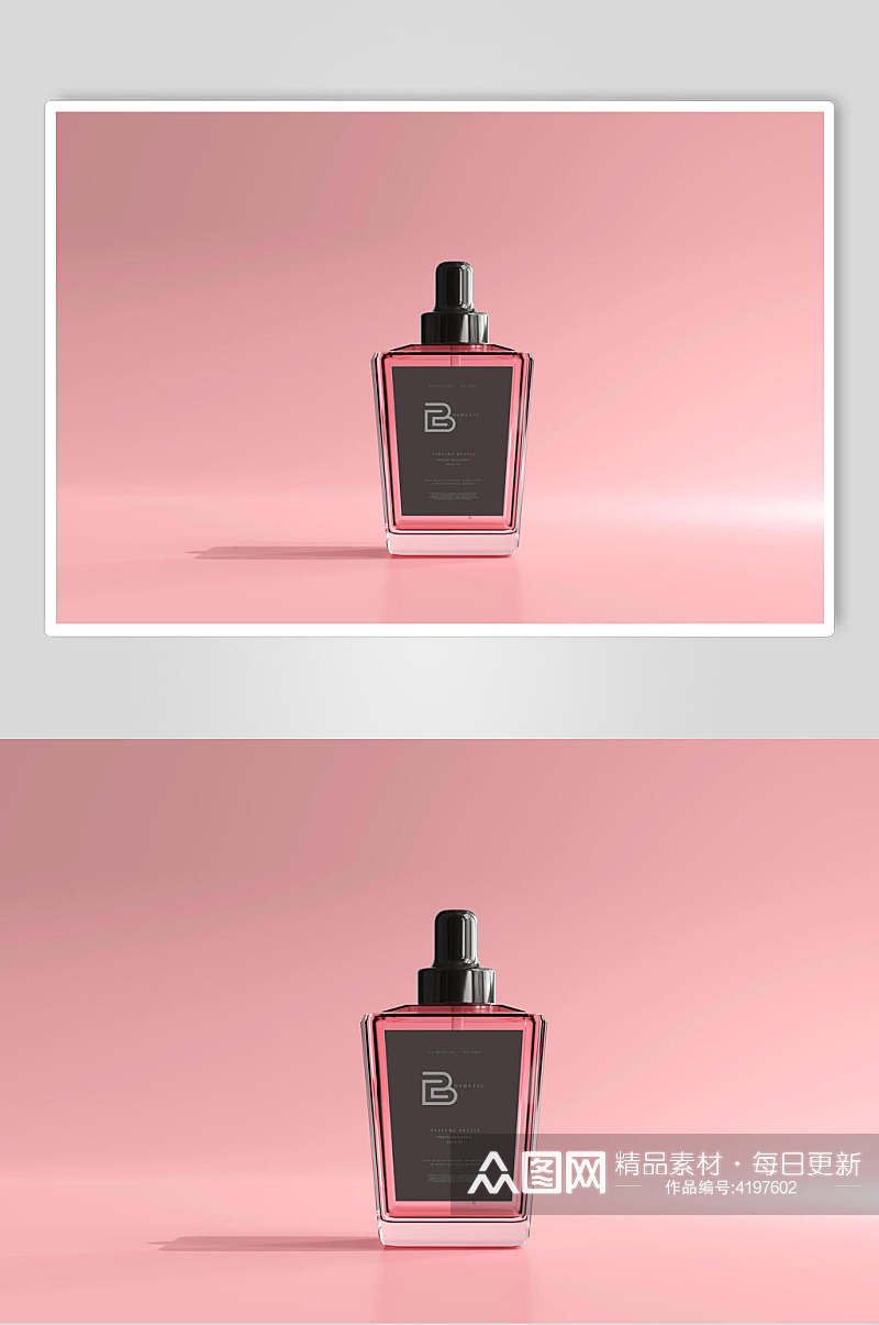 粉色瓶子创意香水瓶包装贴图样机素材