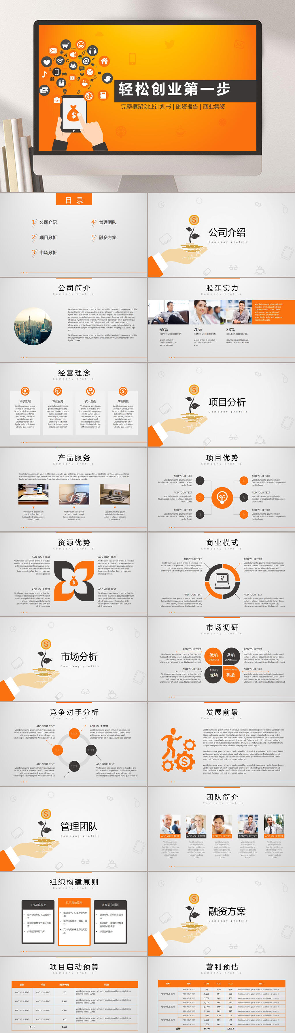 轻松创业第一步商业计划书PPT素材