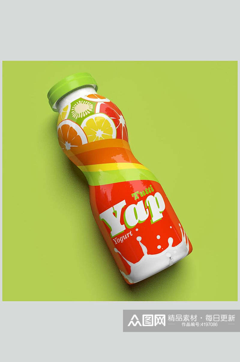 瓶子红绿创意大气饮料塑料瓶样机素材