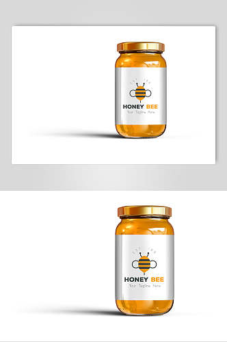 瓶子图标黄白色蜂蜜罐包装展示样机