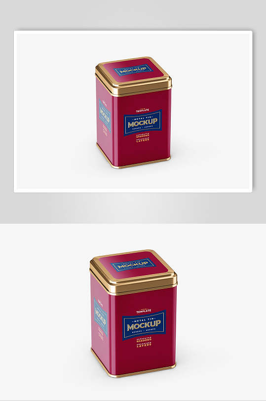 方形红色创意大气茶叶罐子包装样机