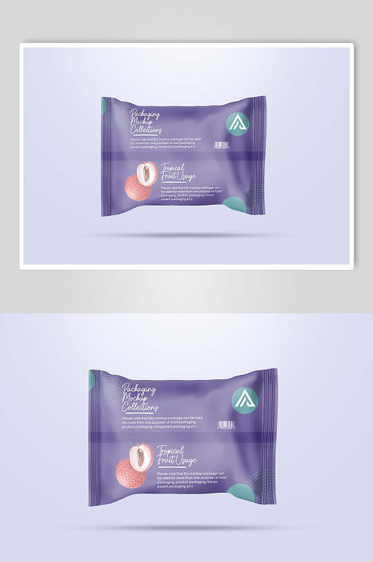 紫色立体留白清新零食包装袋样机