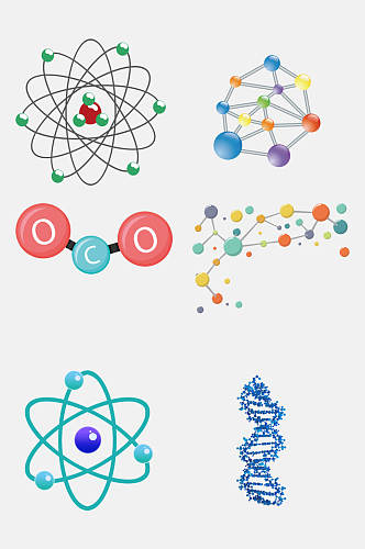 炫彩化学分子结构图案免抠素材