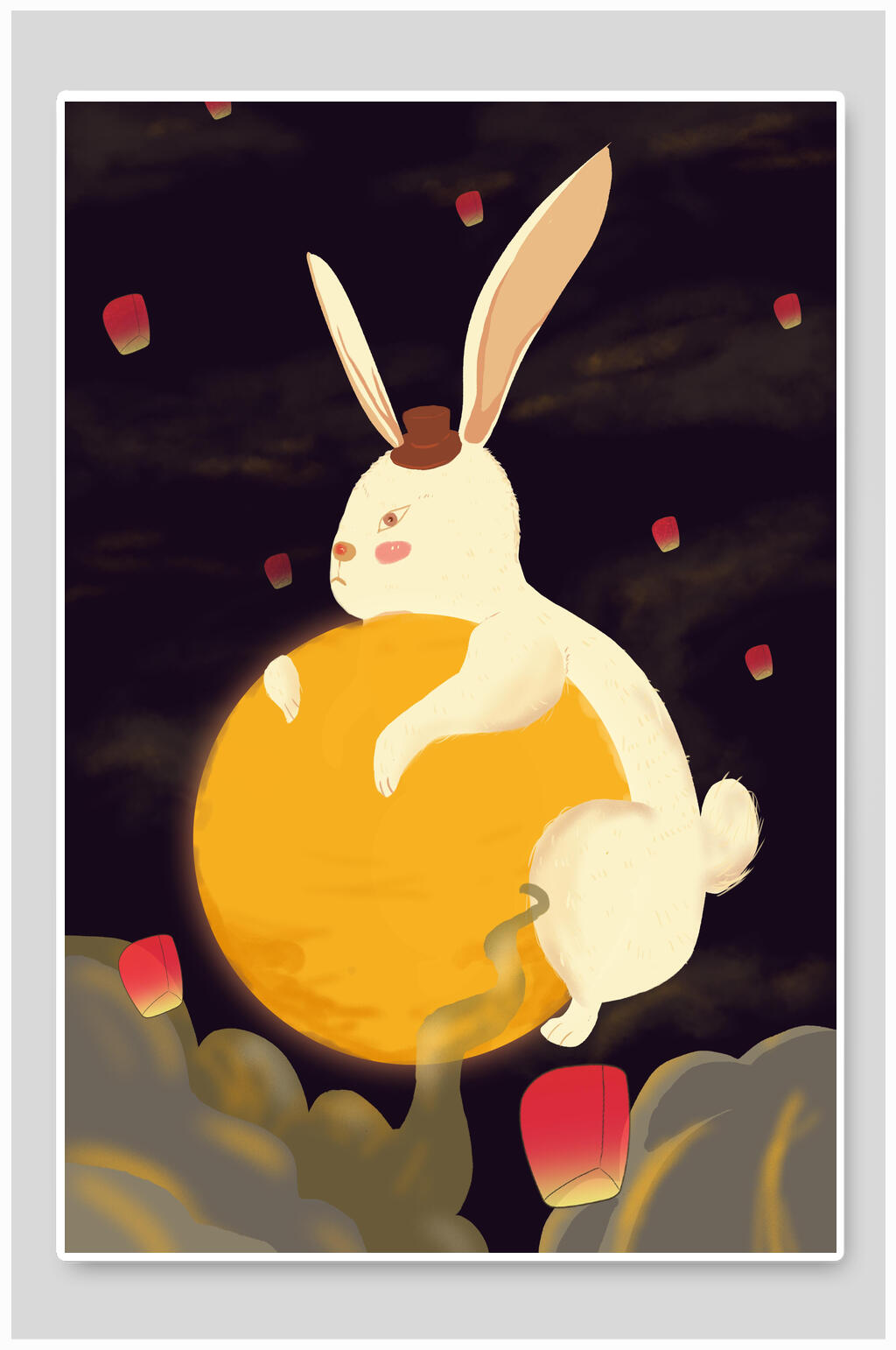 兔子中秋节插画素材