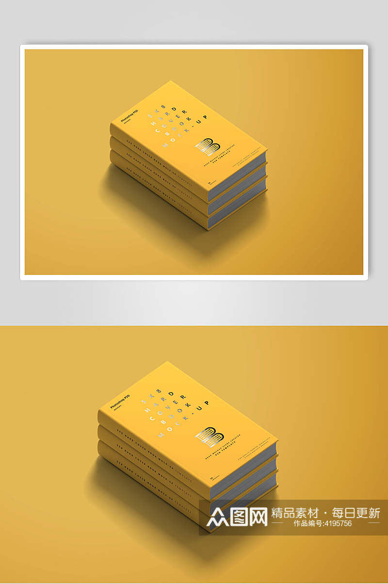 黄色英文创意大气画册书籍展示样机素材