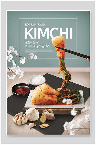 香辣泡菜韩国美食海报