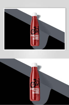 红色质感瓶装包装设计展示样机