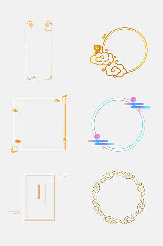 高端国潮中式边框免抠元素素材