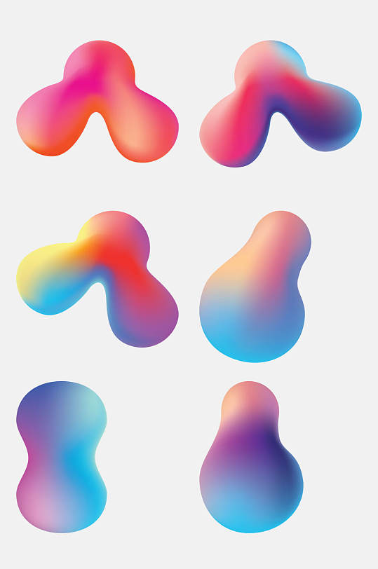 高饱和渐变异形图案矢量图