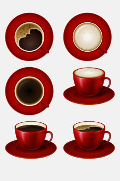 红色咖啡免抠元素
