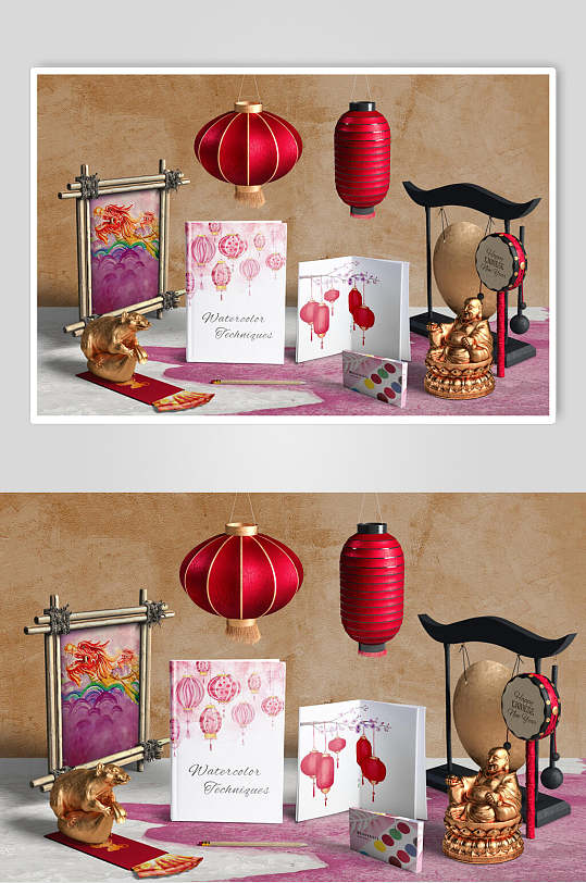 红灯笼新年场景样机
