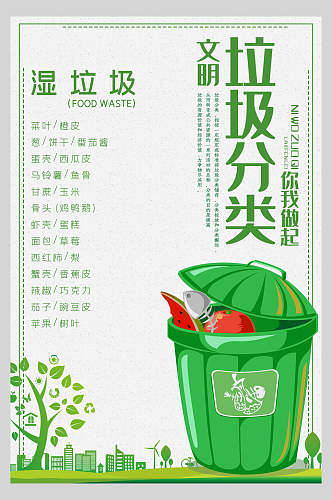 简约爱护环境垃圾分类海报