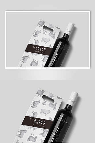 瓶子黑白创意红酒类包装展示样机