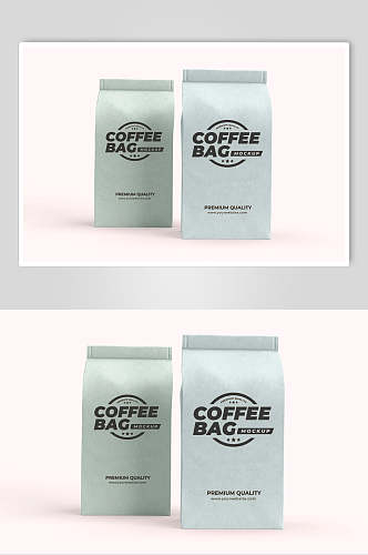粉绿英文创意大气咖啡包装袋样机