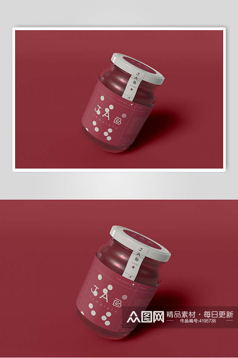 瓶子圆形创意大气红色罐头果酱样机素材