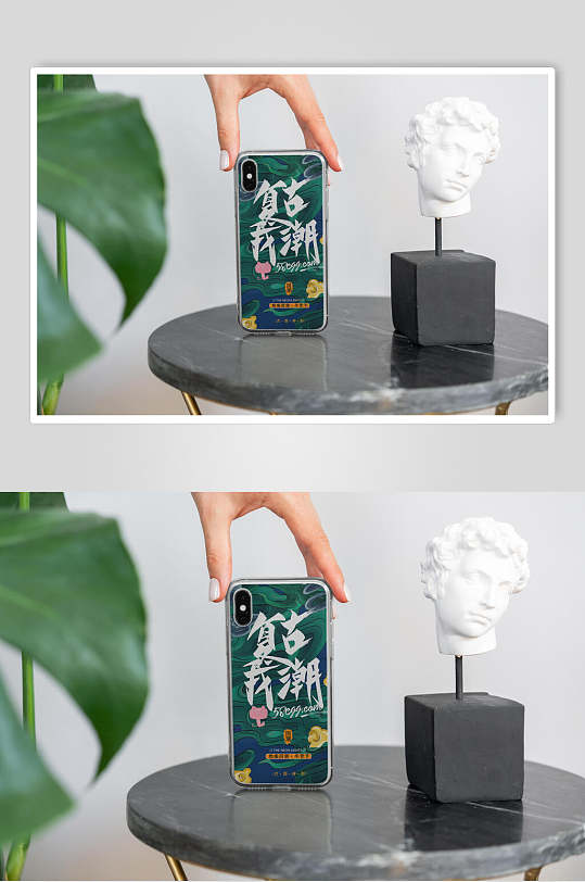 叶子雕像创意大气清新复古国潮样机
