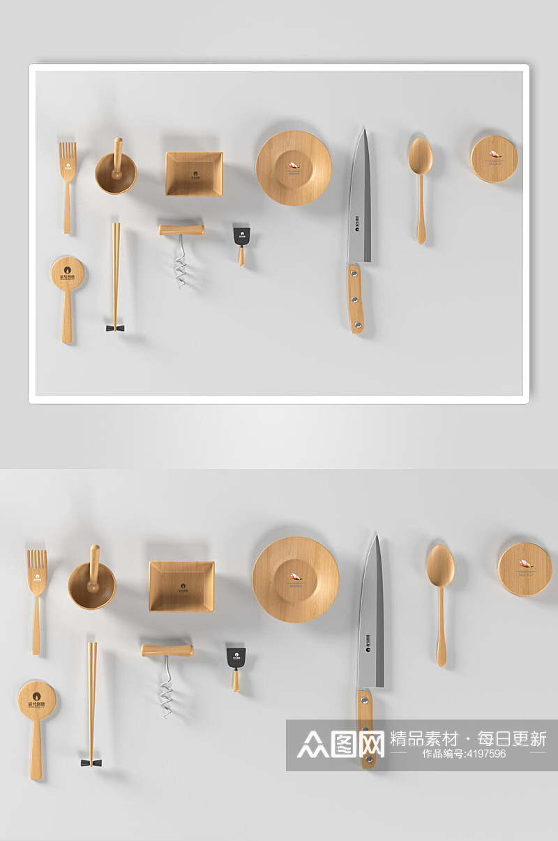 工具黄灰创意大气简约陶瓷餐具样机素材