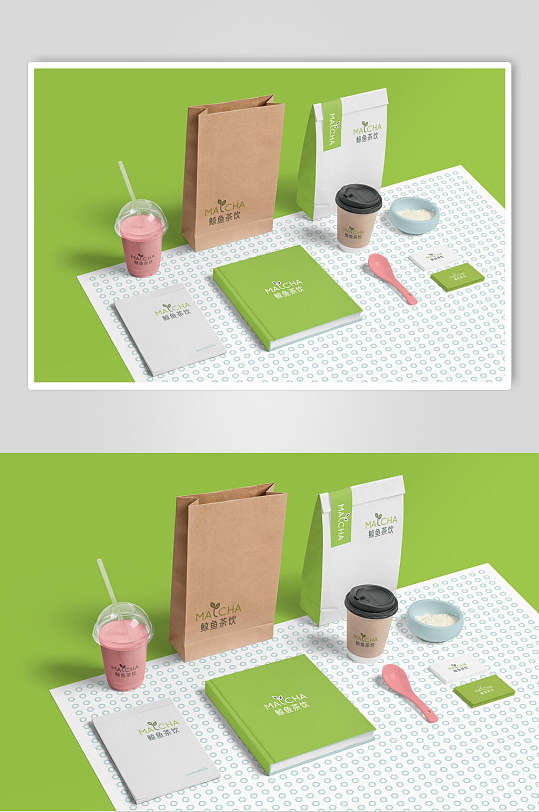 笔记本奶茶果饮品牌vi样机