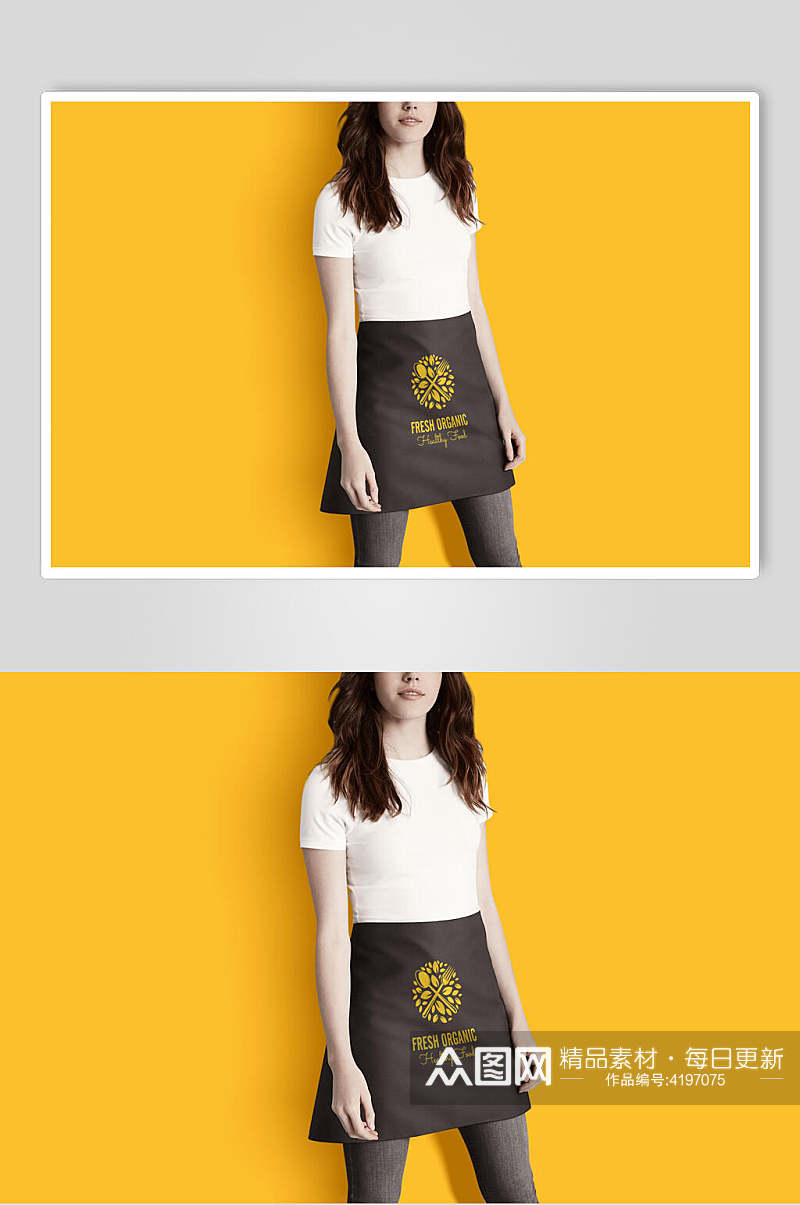 少女黄黑创意大气清新餐饮标志样机素材