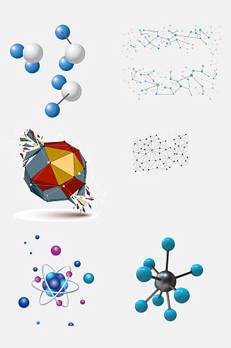 高端精致化学分子结构图案免抠素材