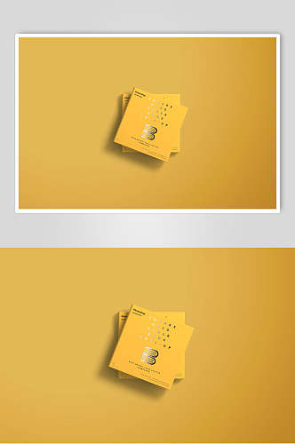 黄色方形创意大气画册书籍展示样机