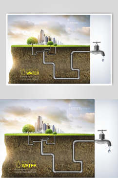 水龙头城市用水公益海报