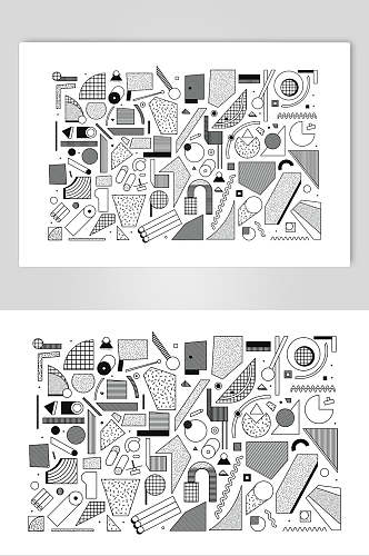 黑白阴影孟菲斯几何图形矢量素材
