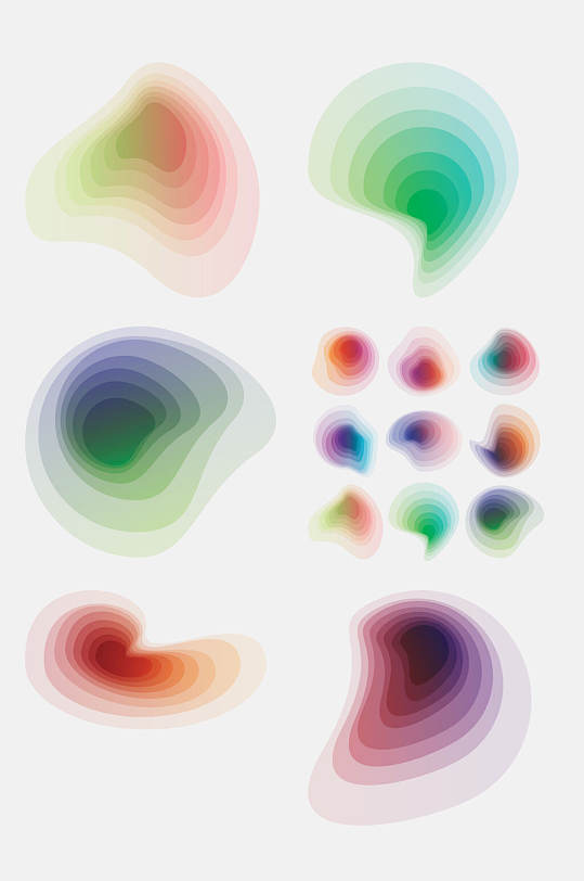 高对比度彩色圆形渐变异形矢量图