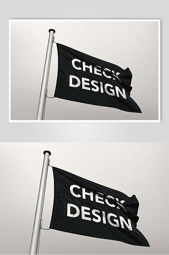精简个性设计飘旗旗帜展示样机