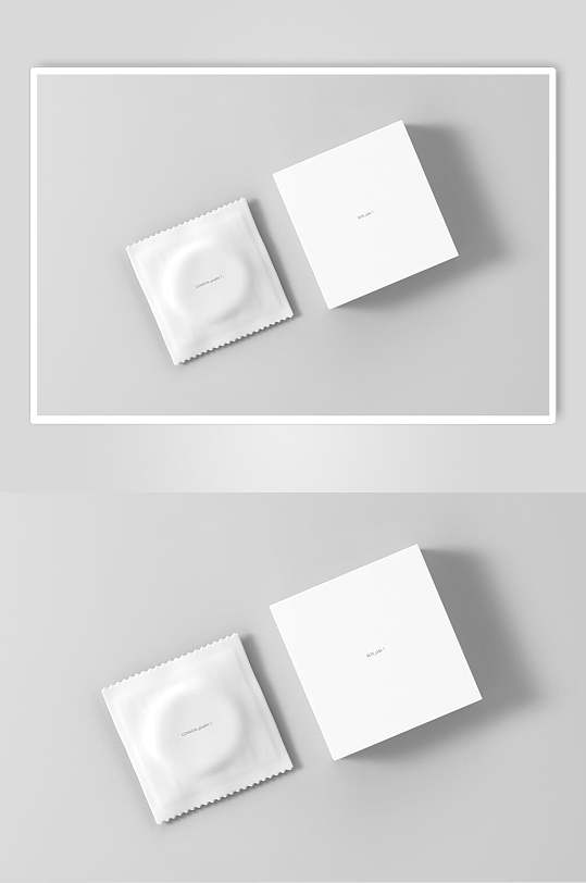 方形灰白创意大气避孕套包装样机