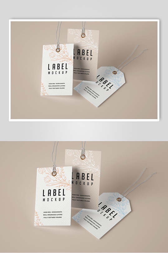 文艺清新手绘展示衣服吊牌样机