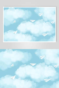 纸飞机蓝色治愈系卡通动物森林插画